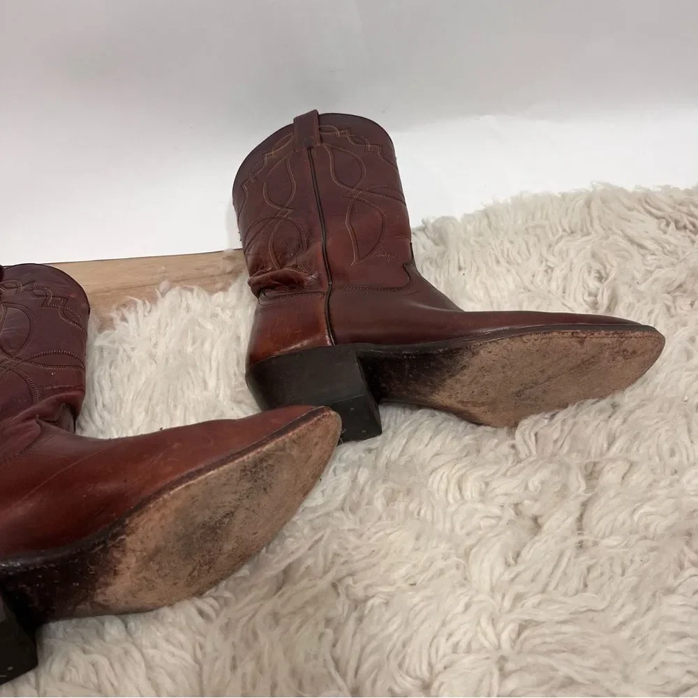 Dan Post Leather Stitched Cowboy Western Boots